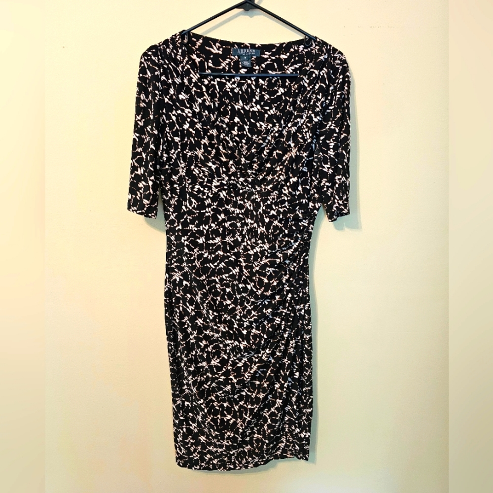 Lauren Ralph Lauren faux wrap printed 3/4 sleeve dress